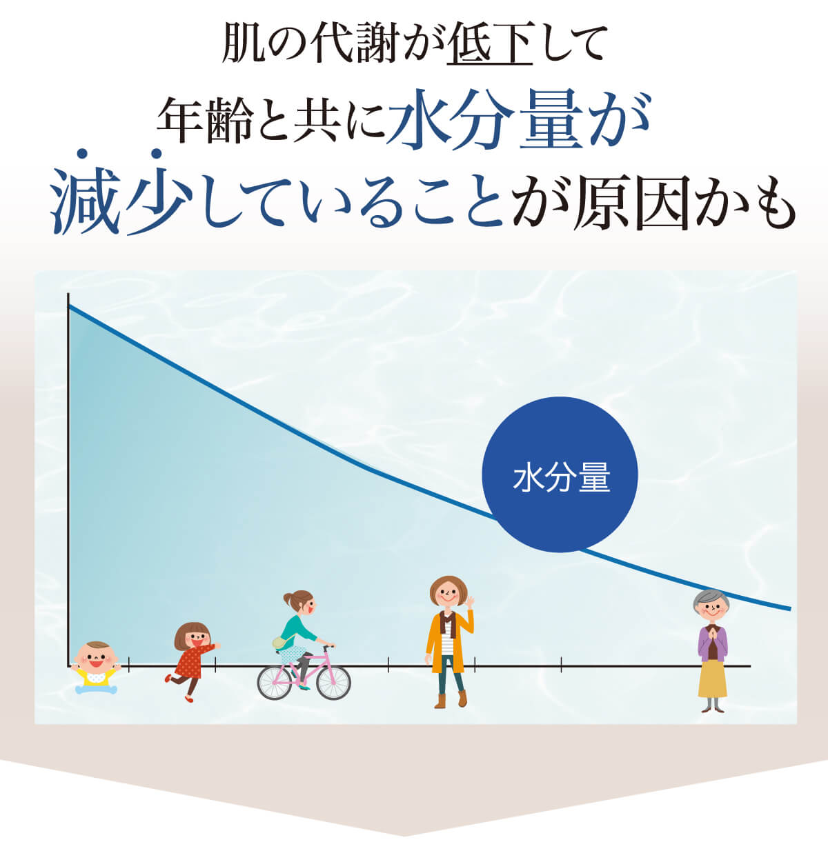 水分量が年齢と共に低下して肌の代謝が減少していることが原因かも