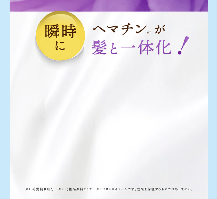瞬時にヘマチンが髪と一体化！